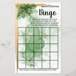 Bingo-spelkort för Tropical Handflatan Möhippa Flygblad