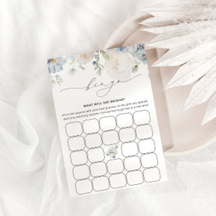 Bingo-spelkort för vattenfärgsblått Blommigt Baby