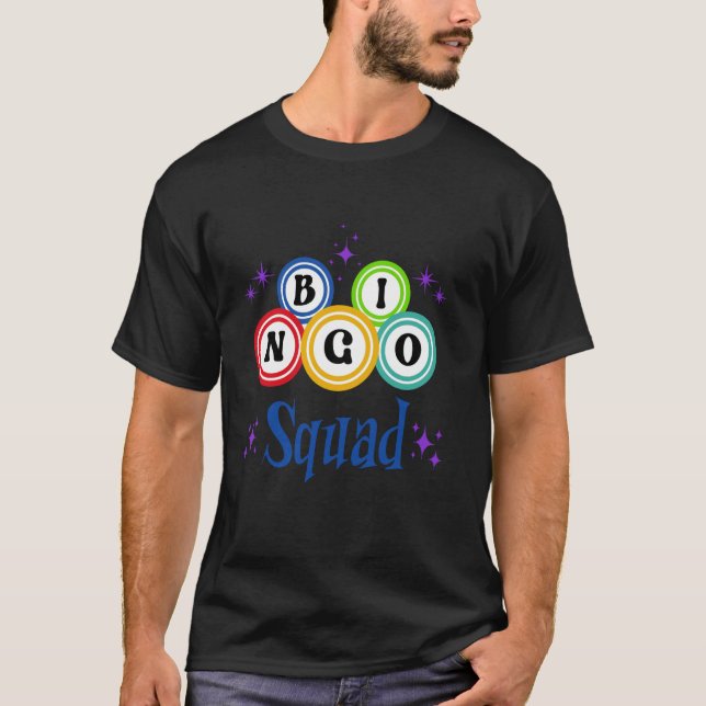 Bingo Squad Team Spelare Game Night Retro Stjärnor T Shirt (Framsida)