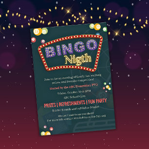 BINGO välgörenhetskort skolgemenskap festligt part Inbjudningar