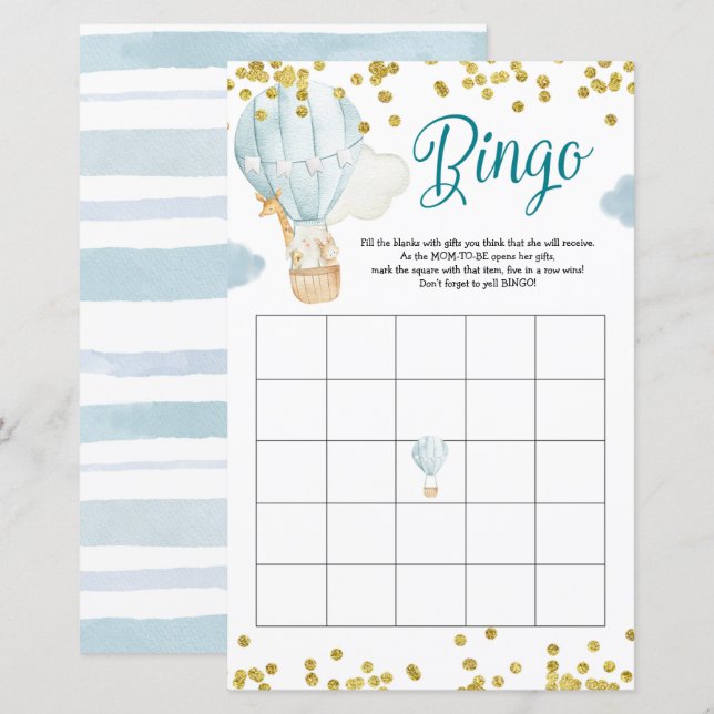 Bingo Varmt Luftballong Jungle Bebis Shower (Fram/baksida)