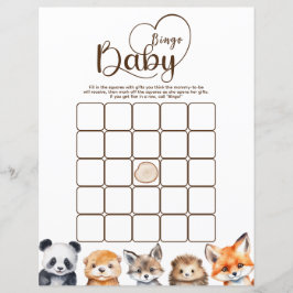 Bingo Woodland Animals Baby Shower Game