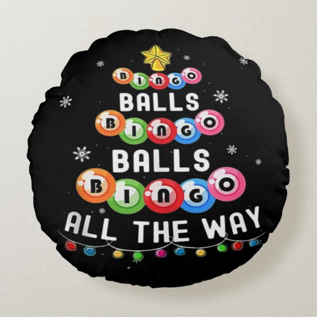 Bingobollar Bingo hela vägen  Rund Kudde (Framsidan)