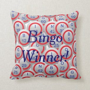 Bingoen klumpa ihop sig Bingovinnaren i blått Kudde