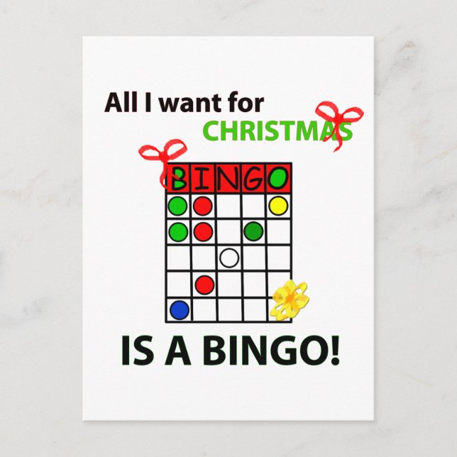 BINGOEN önskar jag en bingo för jul Helg Vykort (Framsida)