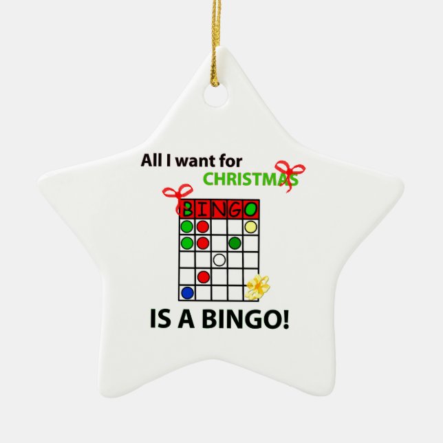 BINGOEN önskar jag en bingo för jul Julgransprydnad Keramik (Framsidan)