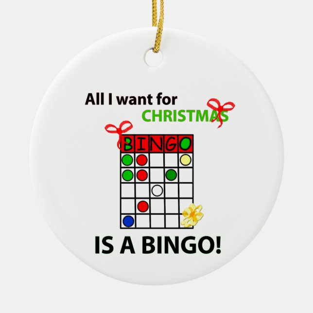 BINGOEN önskar jag en bingo för jul Julgransprydnad Keramik (Framsidan)
