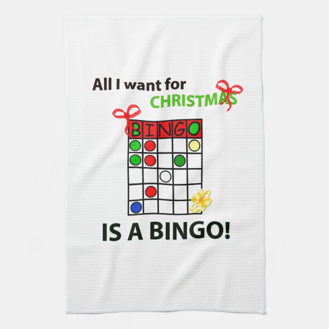 BINGOEN önskar jag en bingo för jul Kökshandduk (Vertikal)