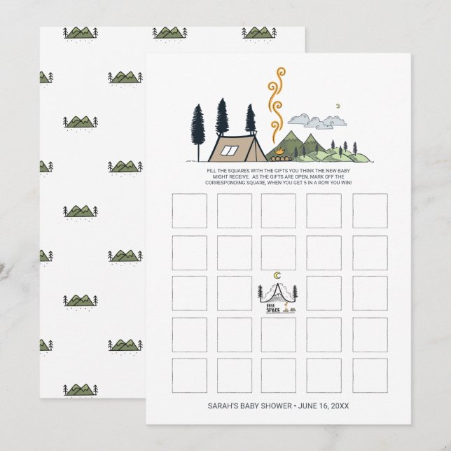 Bingokort för babyskor | Äventyr Begins Inbjudningar (Fram/baksida)