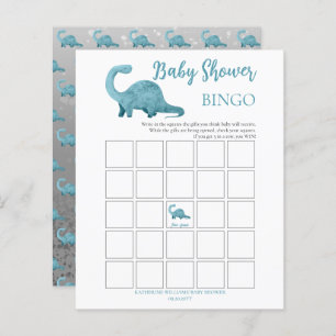 Bingokort för Blue Dinosaur Boy Shower Bingo Card