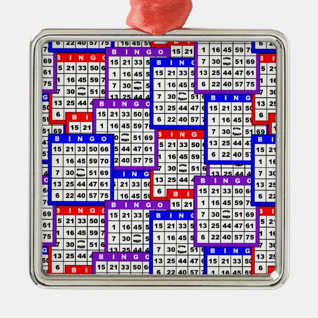 Bingokort mönster julgransprydnad metall (Framsidan)