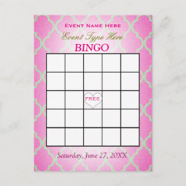 Bingokort | rosa Quatrefoil Vykort