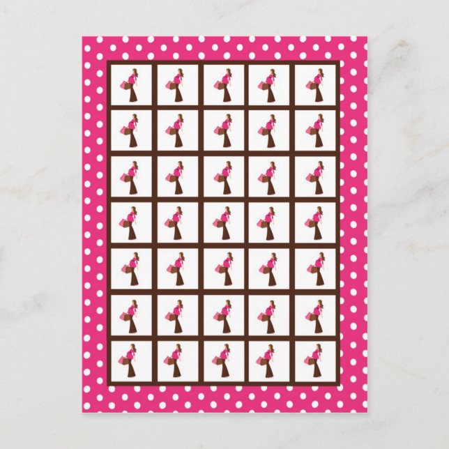 Bingokortmarkörer Rosa Mod Mom Prickar Vykort (Framsida)