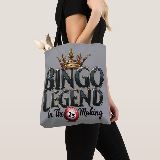 Bingolegend krönt i guld retrotypografi tygkasse (Närbild)