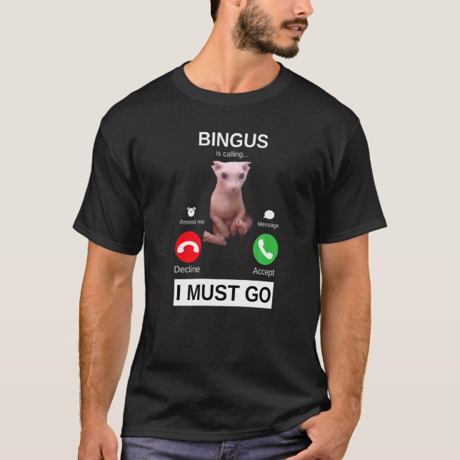 Bingus Ringer  Hårfri Sphynx Katt Meme T Shirt (Framsida)