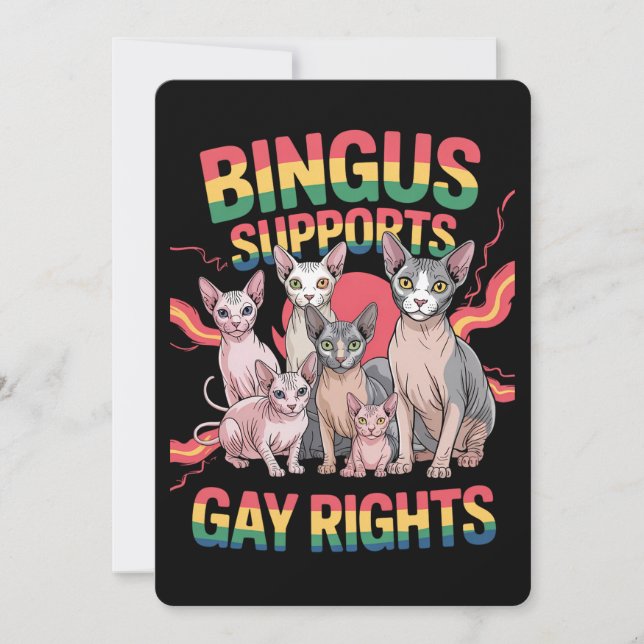 Bingus stöder Pridet Gay rights Sphynx Cat LGBTQ Inbjudningar (Framsida)
