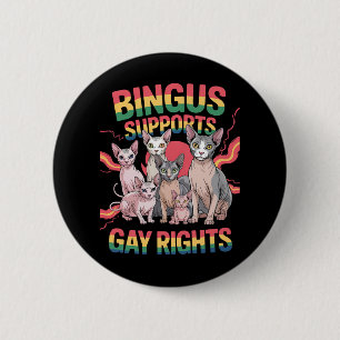 Bingus Stödjer HBTQ-rättigheter Sphynx Katt HBTQ P Knapp