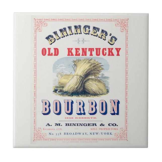 Biningers gamla Kentucky Bourbon 1849-reserv. Kakelplatta (Framsidan)