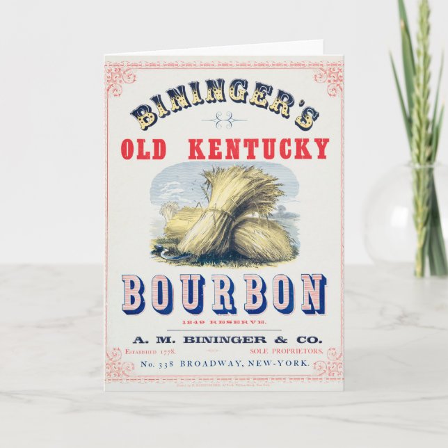 Biningers gamla Kentucky Bourbon 1849-reserv. Kort (Framsida)