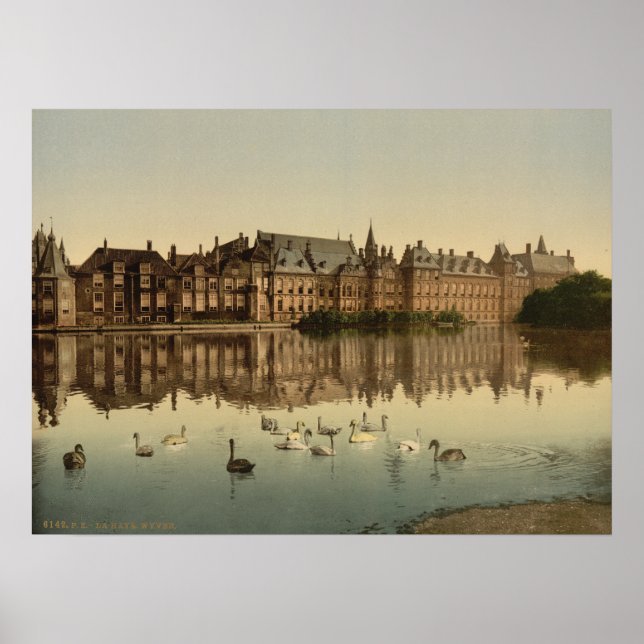Binnenhof över Hofvijver, Haag Poster (Framsidan)