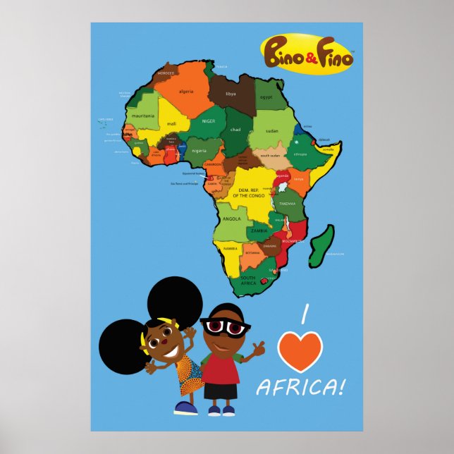 Bino och Fino I Kärlek Afrika Poster Blue (Framsidan)