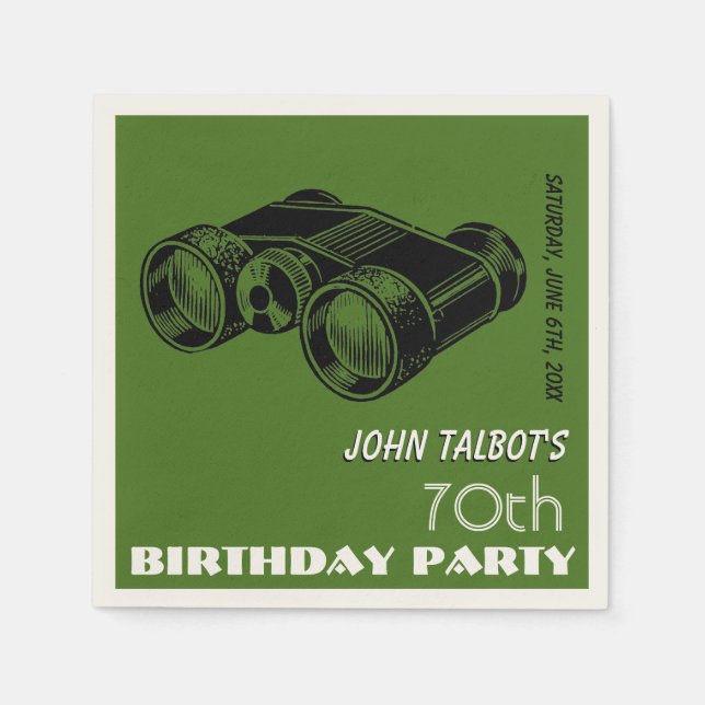 Binokulär 70:e Födelsedagsfestens Pappersservett (Framsidan)