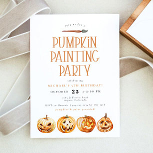 BINX Fall Halloween Pumpkin Painting Birthday Inbjudningar