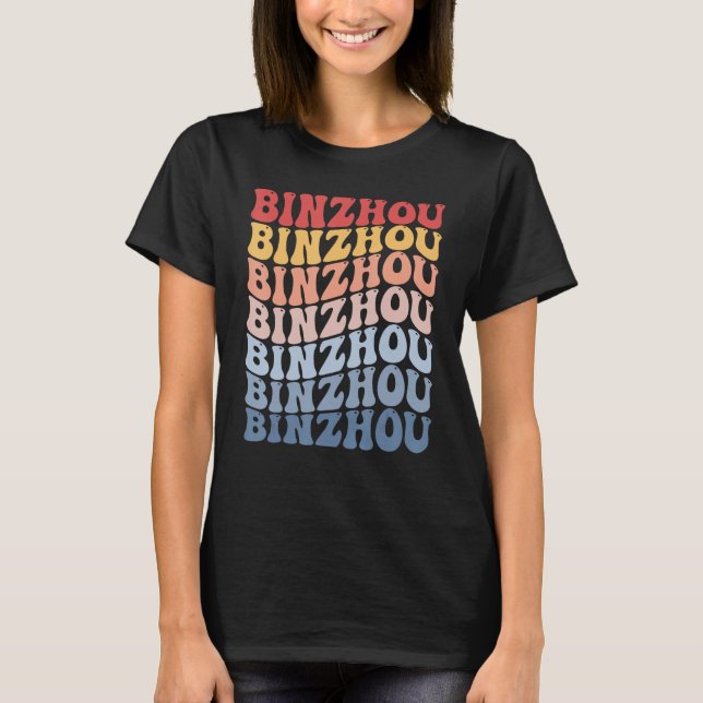 Binzhou City Groovy Retro T Shirt (Framsida)