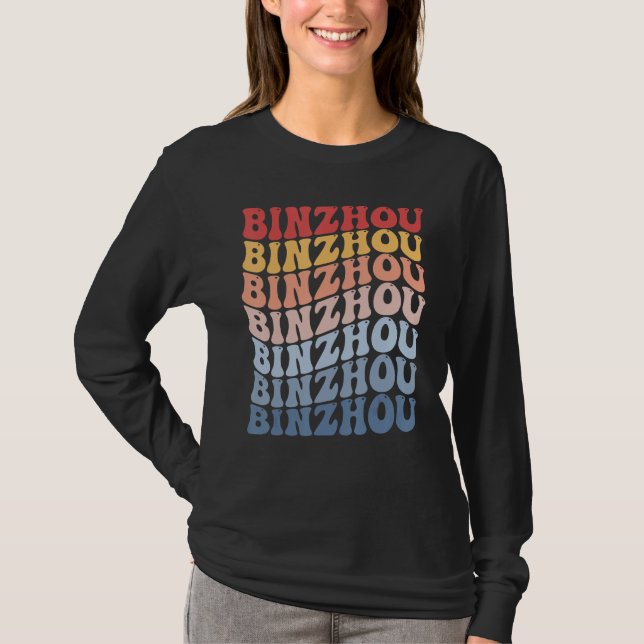 Binzhou City Groovy Retro T Shirt (Framsida)