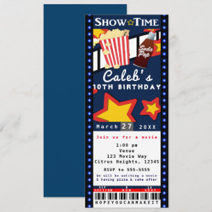 Bio Cinema Popcorn VIP Party Biljett Inbjudan