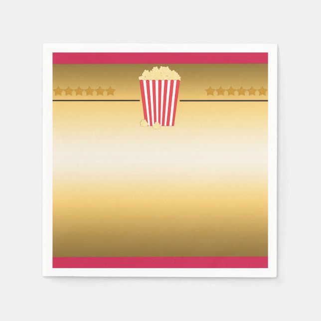 Bio Film Popcorn Biljett Födelsedagsfest Pappersservett (Framsidan)