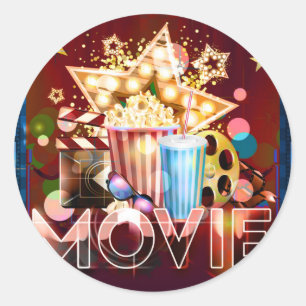 Bio Filmer Film Kväll Födelsedagsfirande Present Runt Klistermärke