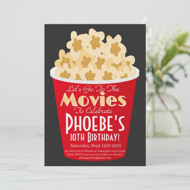 Bio Kväll Inbjudan PopCorn Födelsedagsinbjudan (Stående Fram)