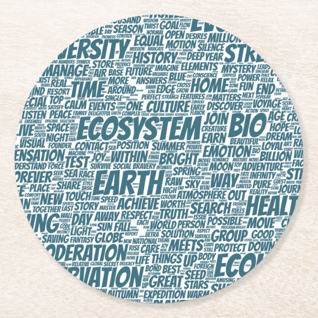 Bio Nuage de Mots Texte Modèle Biodiversité Underlägg Papper Rund (Framsidan)