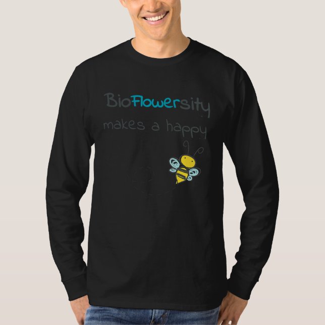 Bioblomsterrikedom gör en lycklig bin t shirt (Framsida)