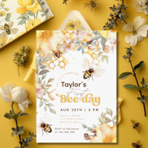Biodagen Humla 1-års Födelsedags Blommig Födelseda