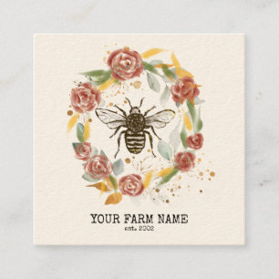 Biodlare Apiarist Bee Farm Honeybees Honeycomb Bu Fyrkantigt Visitkort