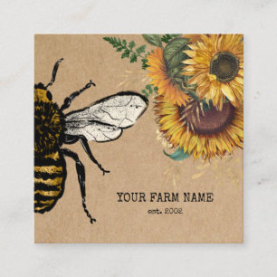 Biodlare Apiarist Bee Farm Honeybees Honeycomb Fyrkantigt Visitkort