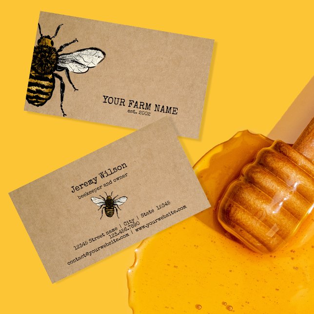Biodlare Apiarist Bee Farm Honeybees Honeycomb Visitkort (Skapare uppladdad)