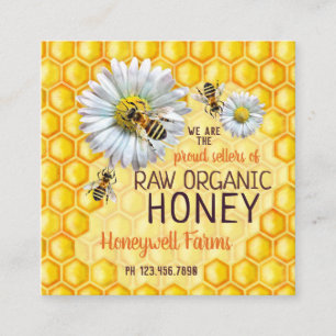Biodlare Apiary Honeybees Honungssäljare Bee Farm Fyrkantigt Visitkort