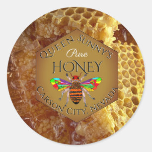 Biodlare Apiary Honung Burk Classic Round Sticker Runt Klistermärke