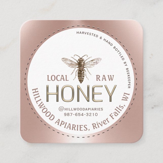 Biodlare från Queen Bee Ro Guld Apiary Honeycomb Fyrkantigt Visitkort (Framsida)