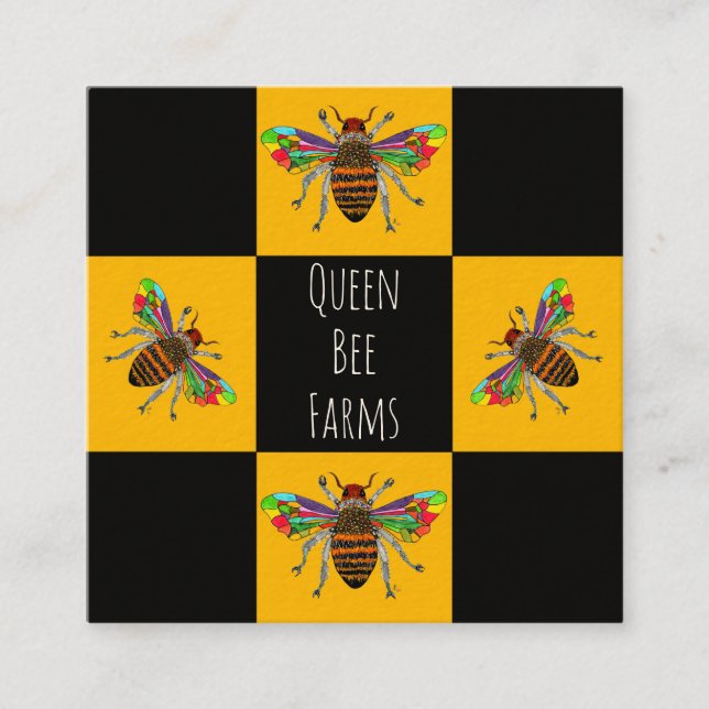 Biodlare, honungsbiförsäljare, biapiaristisk lantb fyrkantigt visitkort (Framsida)