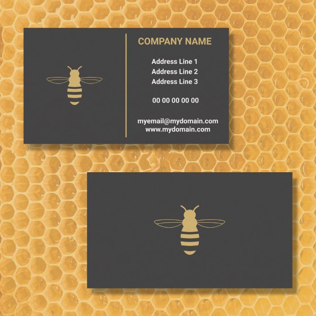 Biodlare med minimal Logotyp av Eleganten Black &  Visitkort (Black Beekeeper business card with gold bee)