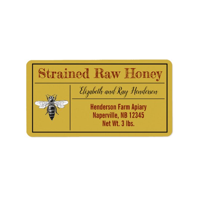 Biodlare Namnteckning honung Burk Adressetikett (Framsidan)