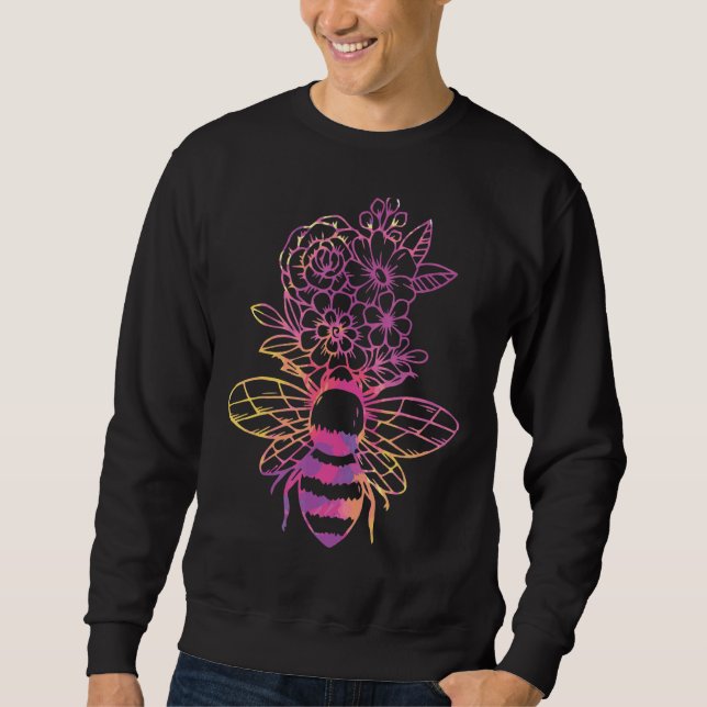 Biodlare Vatten Färg Bee Honung Apiarist Mamma Pap Lång Ärmad Tröja (Framsida)