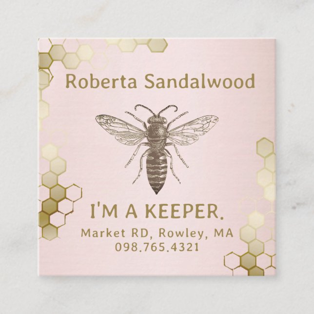 Biodlarens Affärskort är ett KEEPER Queen Bee Fyrkantigt Visitkort (Framsida)
