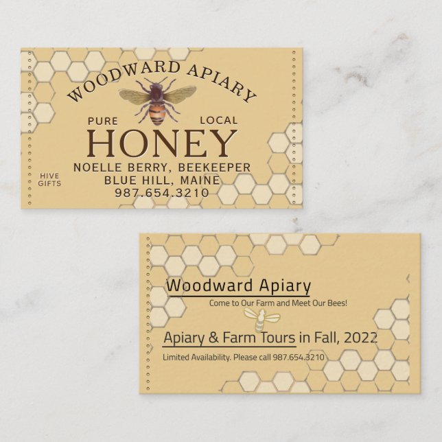 Biodlarens biodlares bibikaka Honeybees Gult Tilläggskort (Fram/baksida)