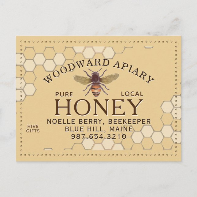 Biodlarens biodlares bibikaka Honeybees Gult Vykort (Framsida)
