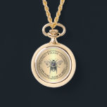 Biodlarens Guld 100 % PURE GJORD AV BEES Honungsbi Armbandsur<br><div class="desc">Ett exempel på honungsbin i vintage på en övertoningsbakgrund i metallisk guld ser häpnadsväckande ut på detta vackra armbandsur i guld metall. Underbar för att marknadsföra namn och honungsprodukter!</div>